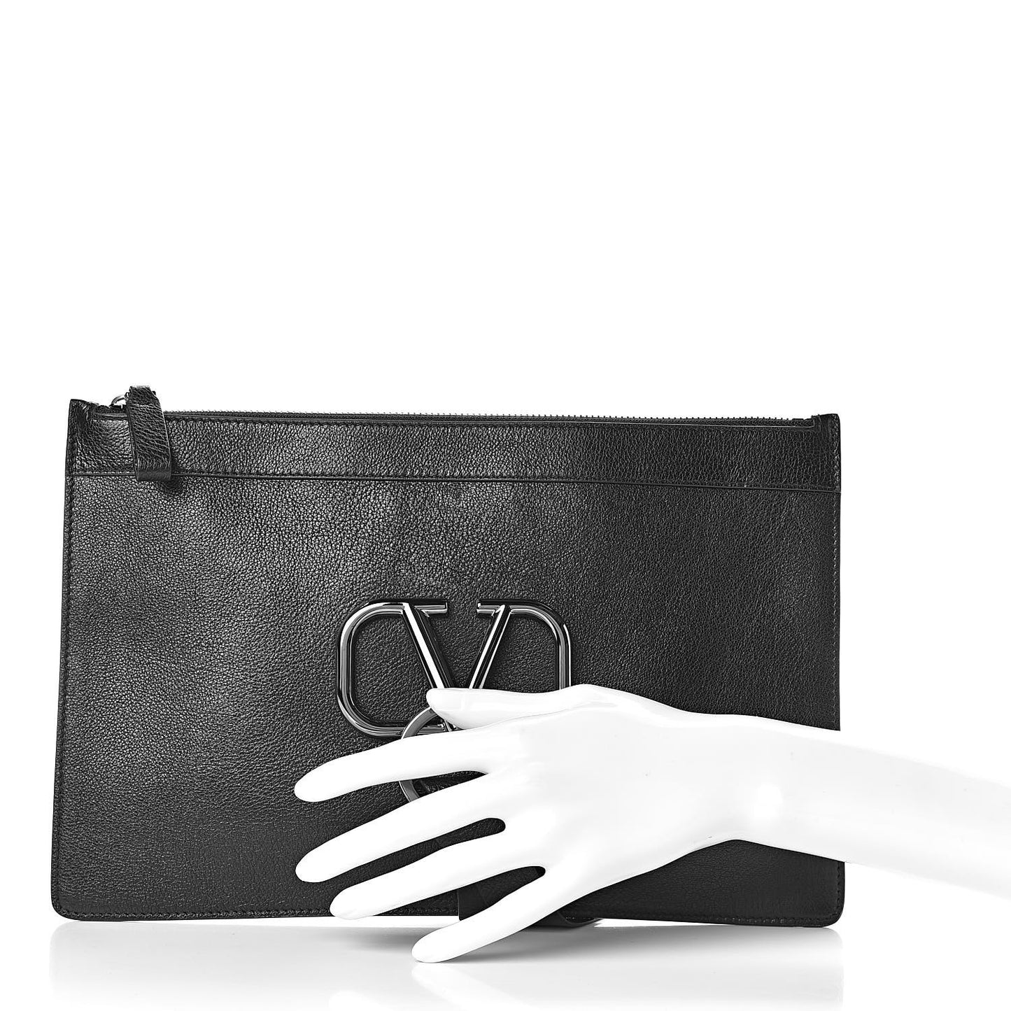 Calfskin VRing Clutch Pouch Black