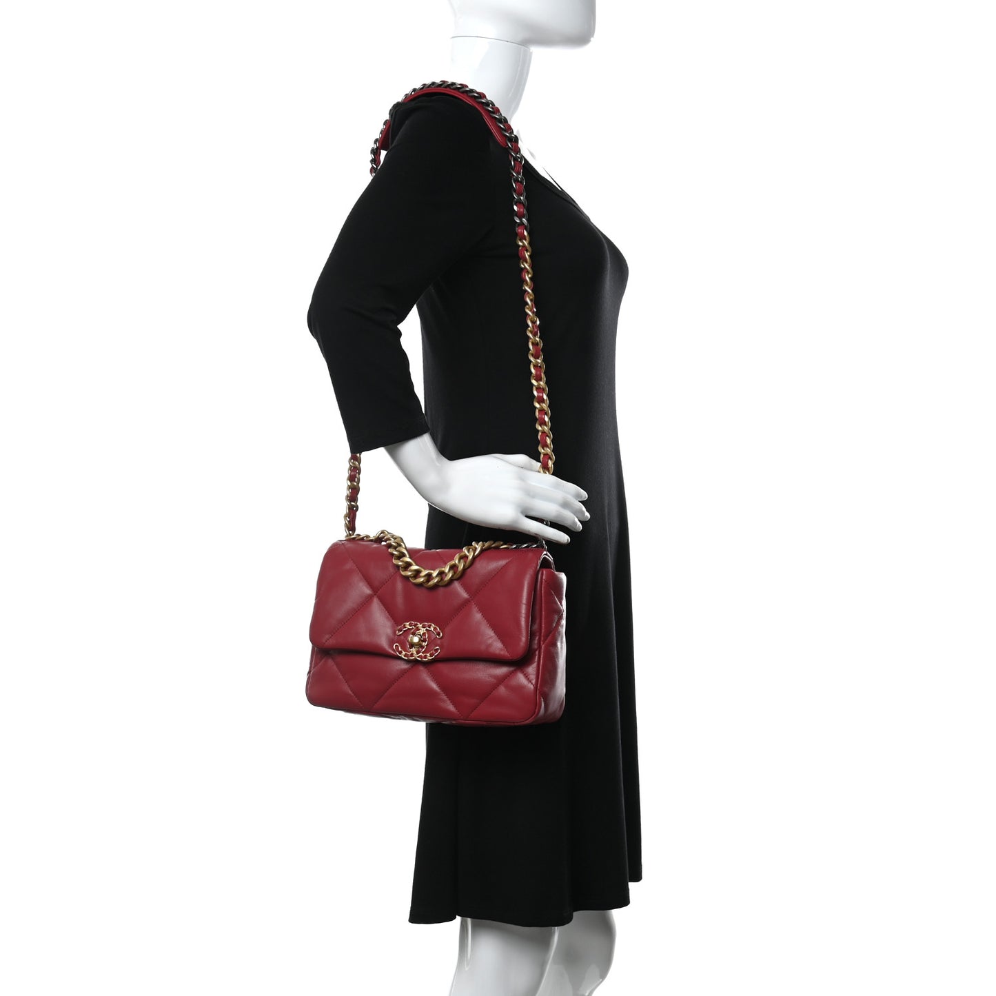 Goatskin Quilted Medium Chanel 19 Flap Dark Pink