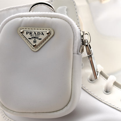 Prada Spazzolato Rois Re-Nylon Metal Triangle Logo Monolith Pouch Pocket 60mm Combat Boots 35.5 White 8 of 10