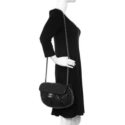 Chanel Washed Lambskin Quilted Medium Chain Around Messenger Black 2 of 14