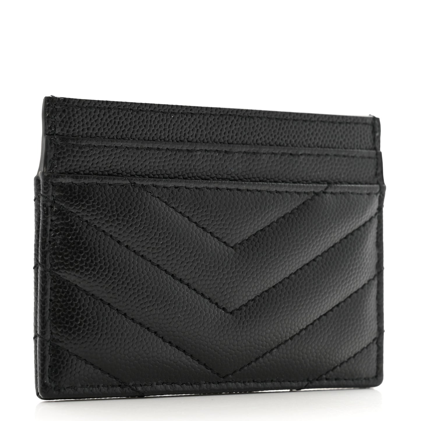 Grain De Poudre Matelasse Chevron Monogram Credit Card Case Black