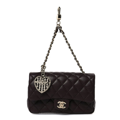 Chanel Lambskin Quilted Mini Double Flap With Hook Dark Brown 1 of 12