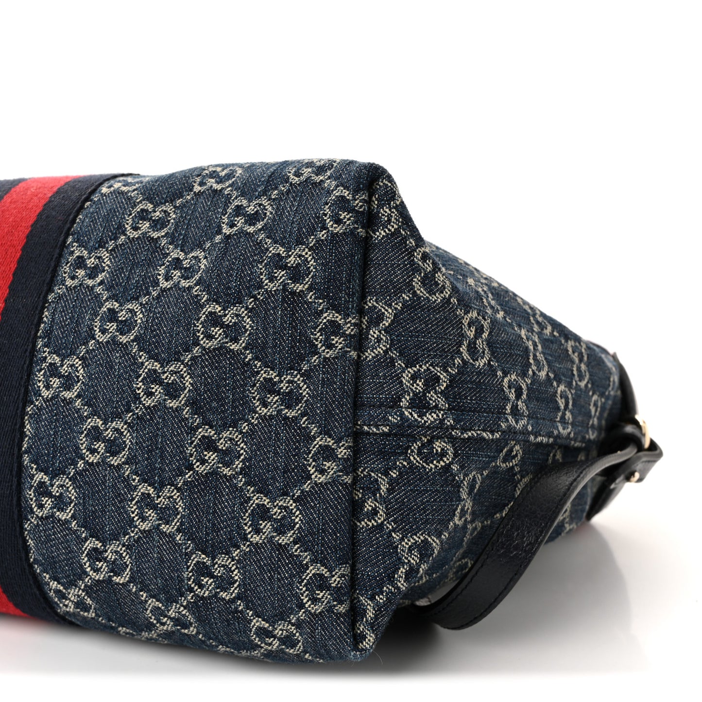 Denim GG Monogram Web Small Giglio Tote Blue White