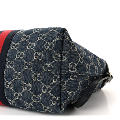 Gucci Denim GG Monogram Web Small Giglio Tote Blue White 10 of 11