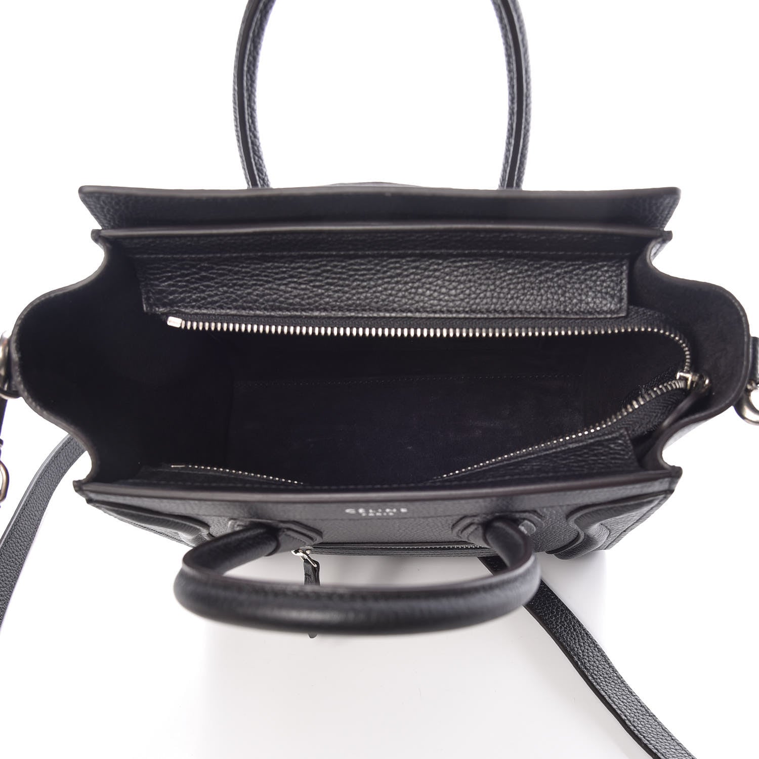 Celine Drummed Calfskin Nano Luggage Black 6 of 9