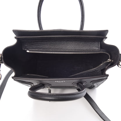 Celine Drummed Calfskin Nano Luggage Black 6 of 9