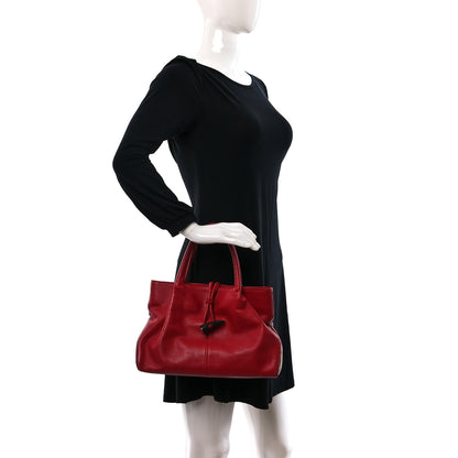 Burberry Grainy Calfskin House Check Horn Toggle Tote Red 2 of 15