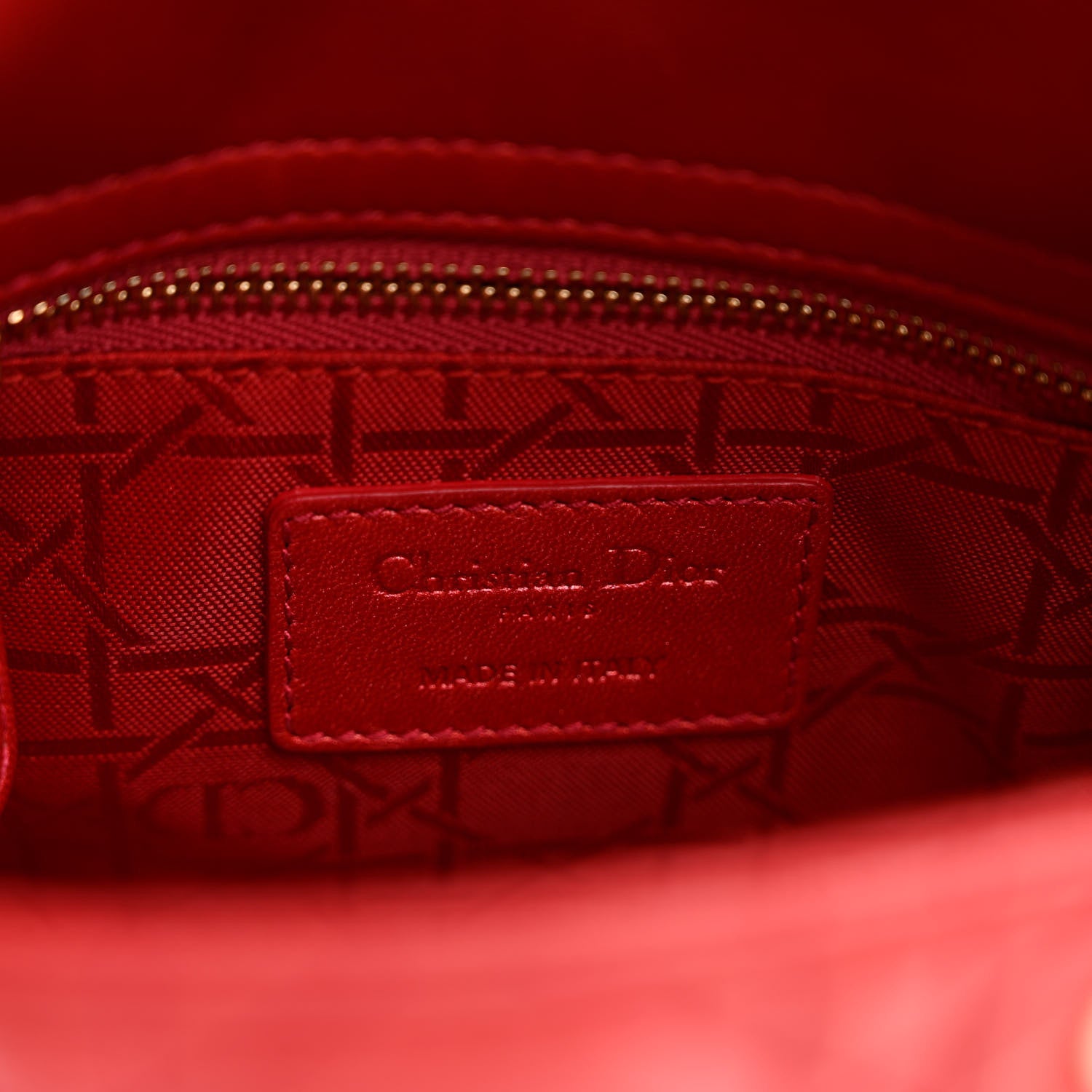 Christian Dior Metallic Lambskin Cannage Mini Lady Dior Red 6 of 9