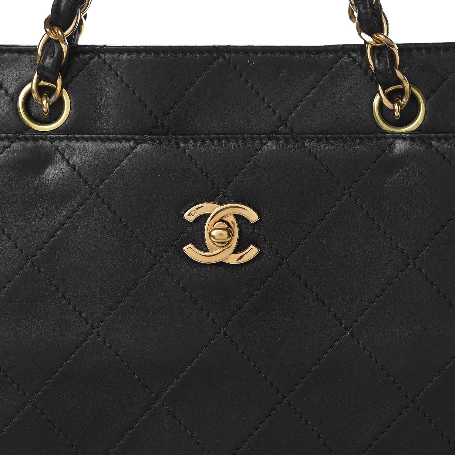 Chanel Lambskin Stitched CC Tote Black 18 of 18