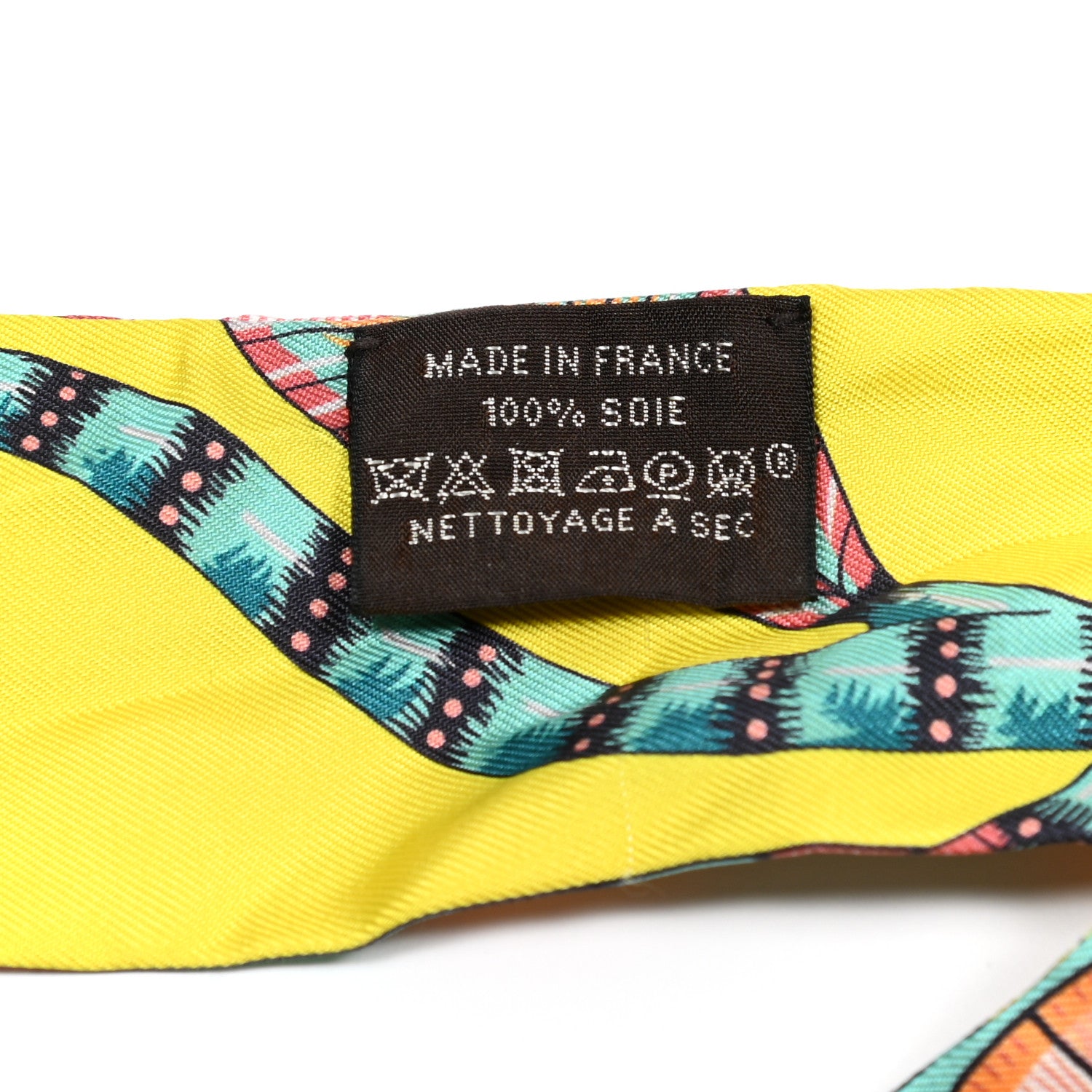 Hermes Silk Savana Dance Twilly Orange Vert Jaune 3 of 5