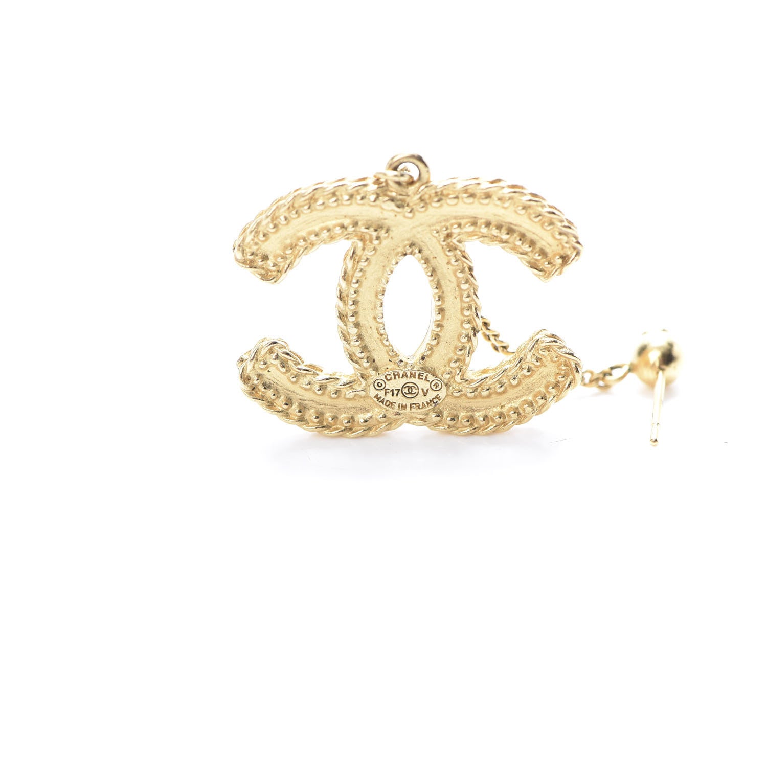 Chanel CC Drop Earrings Matte Gold 4 of 4
