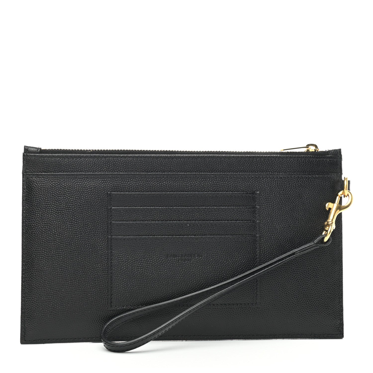 Saint Laurent Grain De Poudre Chevron Monogram Large Bill Pouch Black 3 of 7