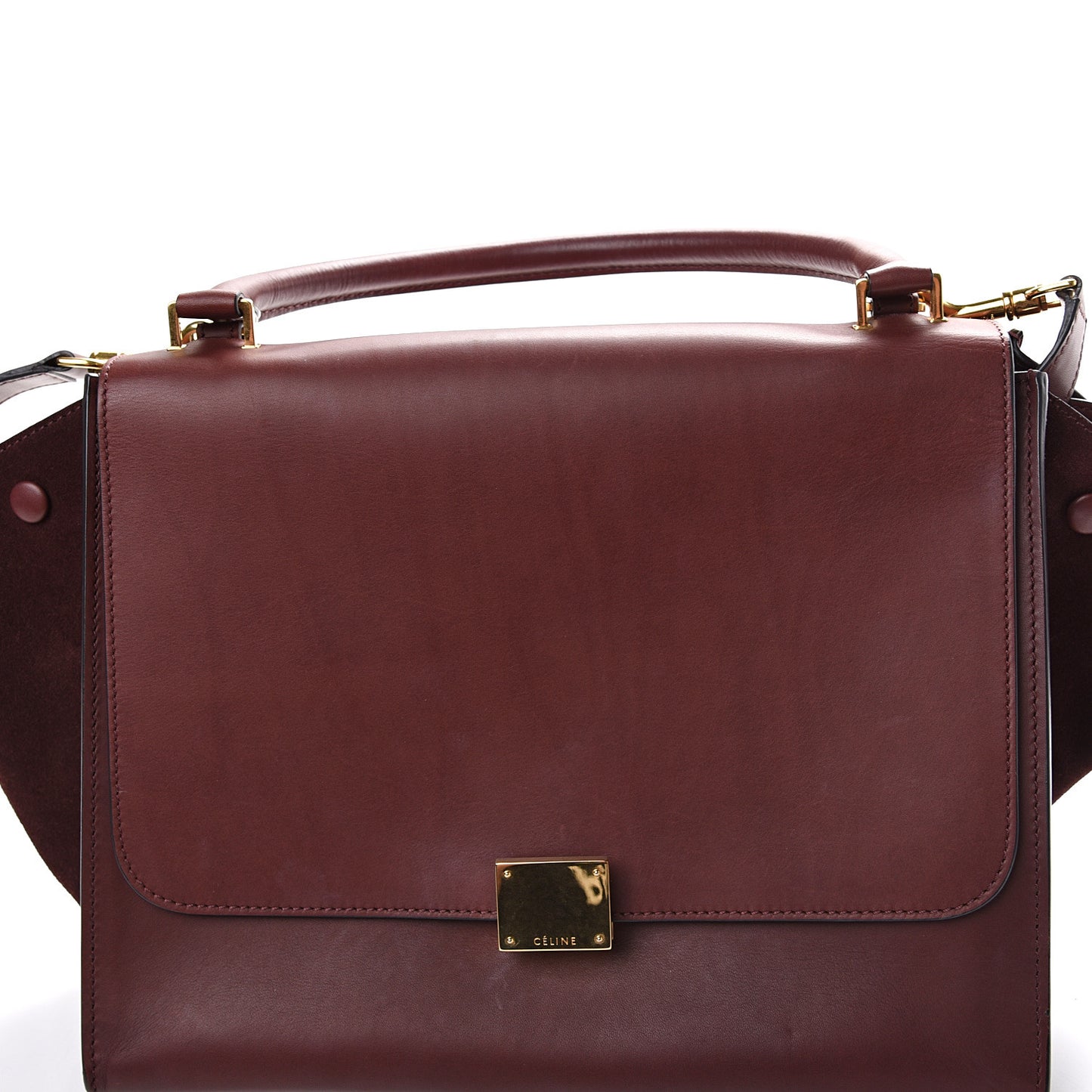 Smooth Calfskin Suede Medium Trapeze Burgundy