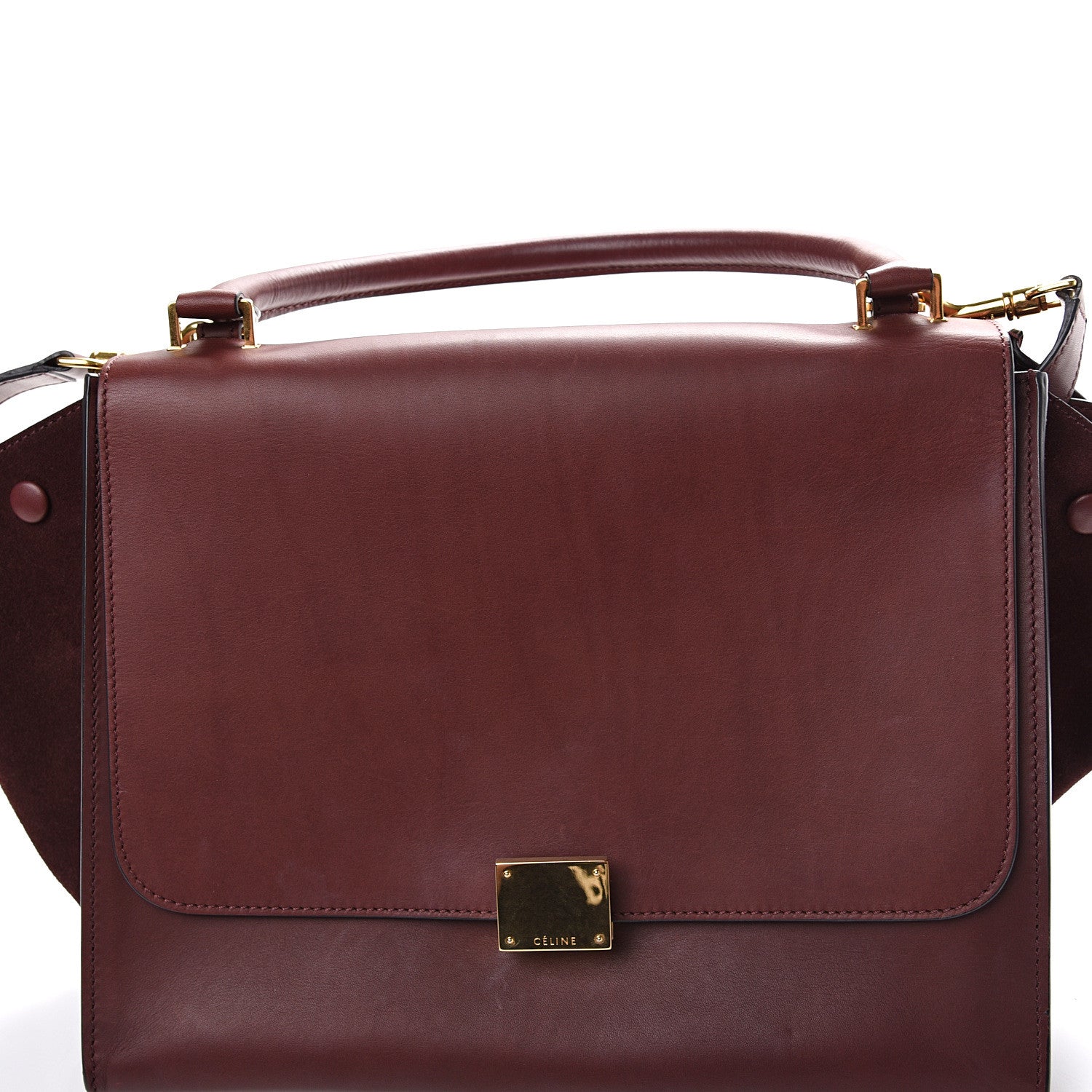 Celine Smooth Calfskin Suede Medium Trapeze Burgundy 8 of 15