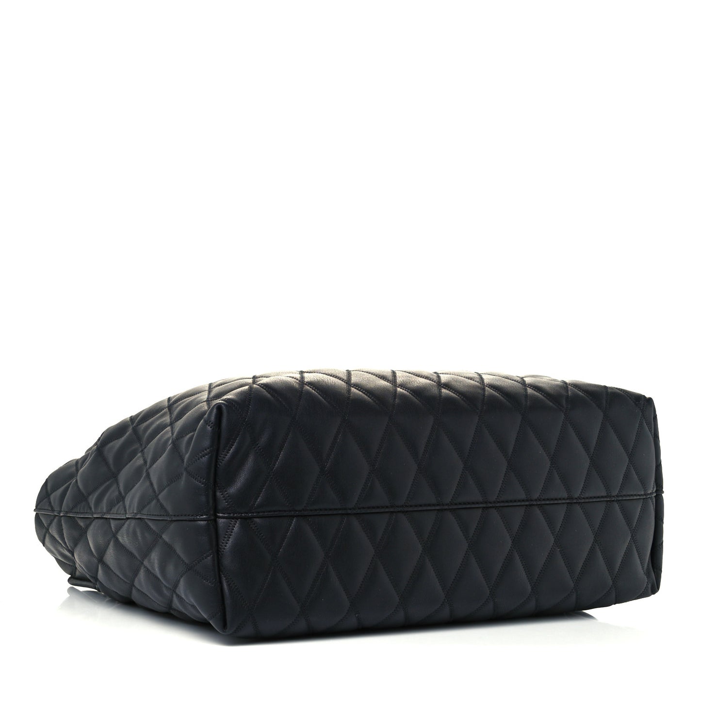 Rubber Effect Canvas Quilted Duo Shopper Tote Black