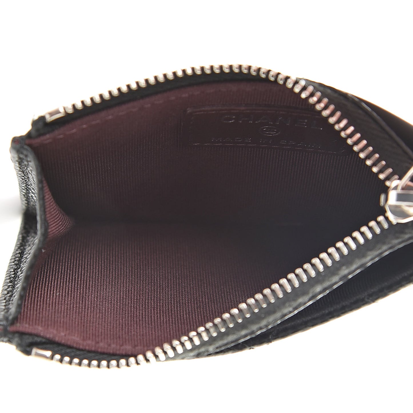 Caviar Quilted CC Zip Card Holder Black