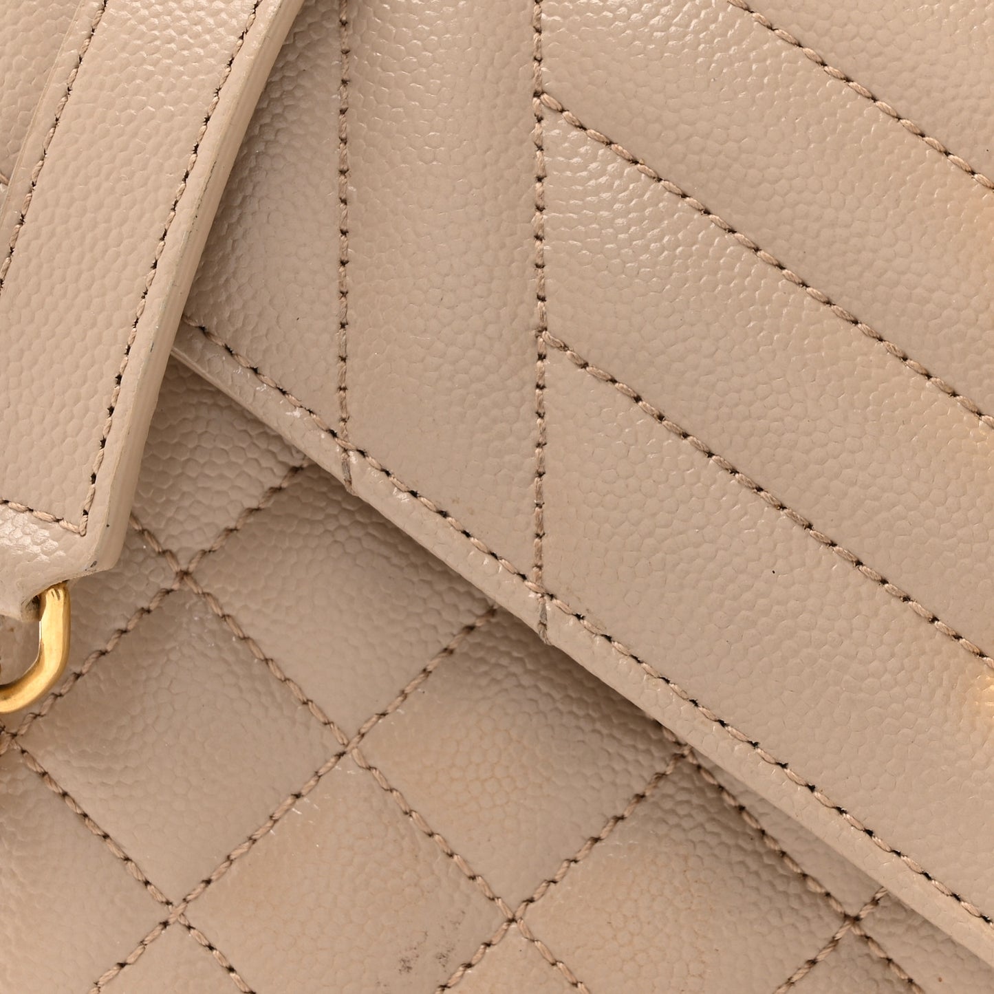 Grain De Poudre Textured Mixed Matelasse Triquilt Small Monogram Satchel Dark Beige