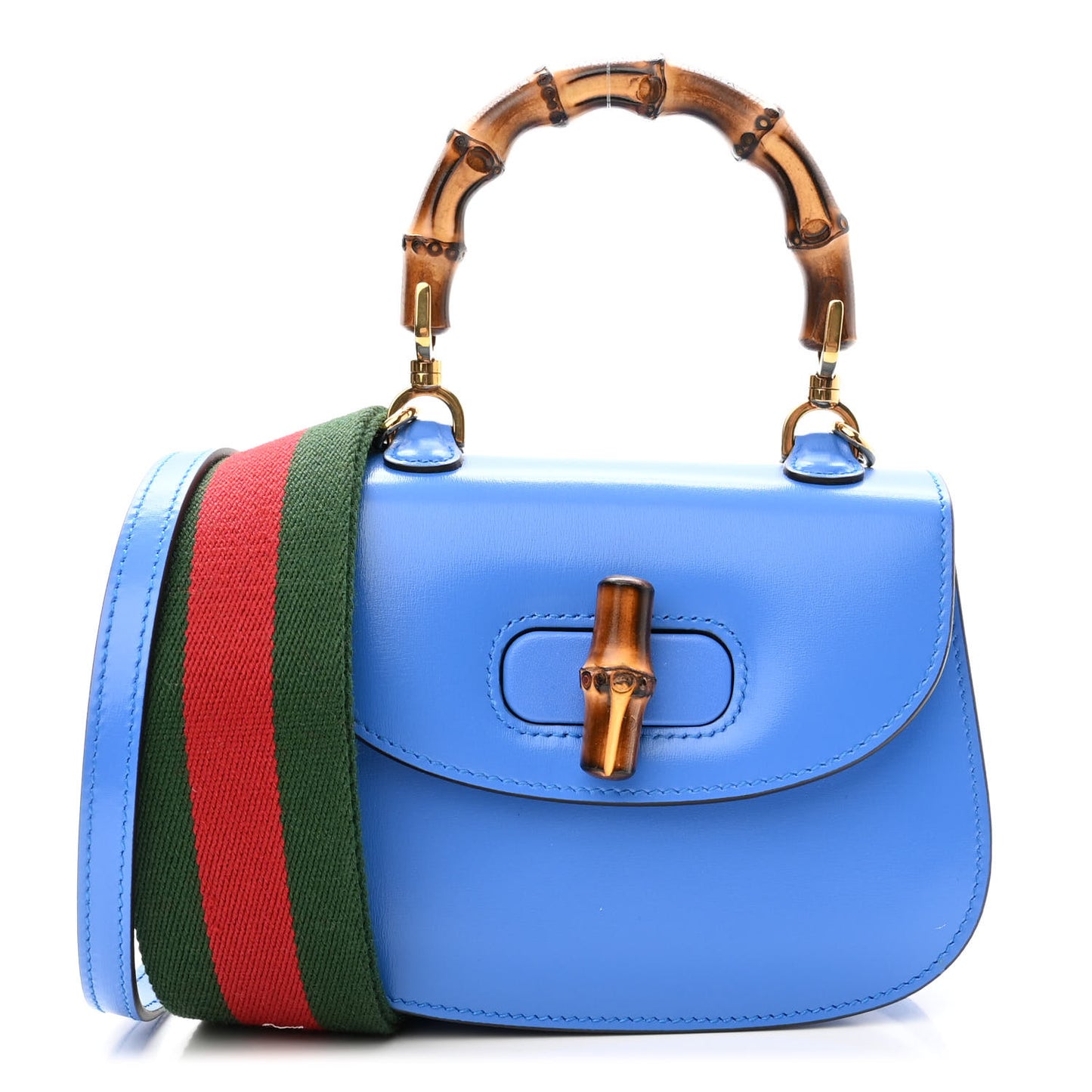 Boarded Dyana Lux Calfskin Web Mini Bamboo 1947 Top Handle Bag Blue