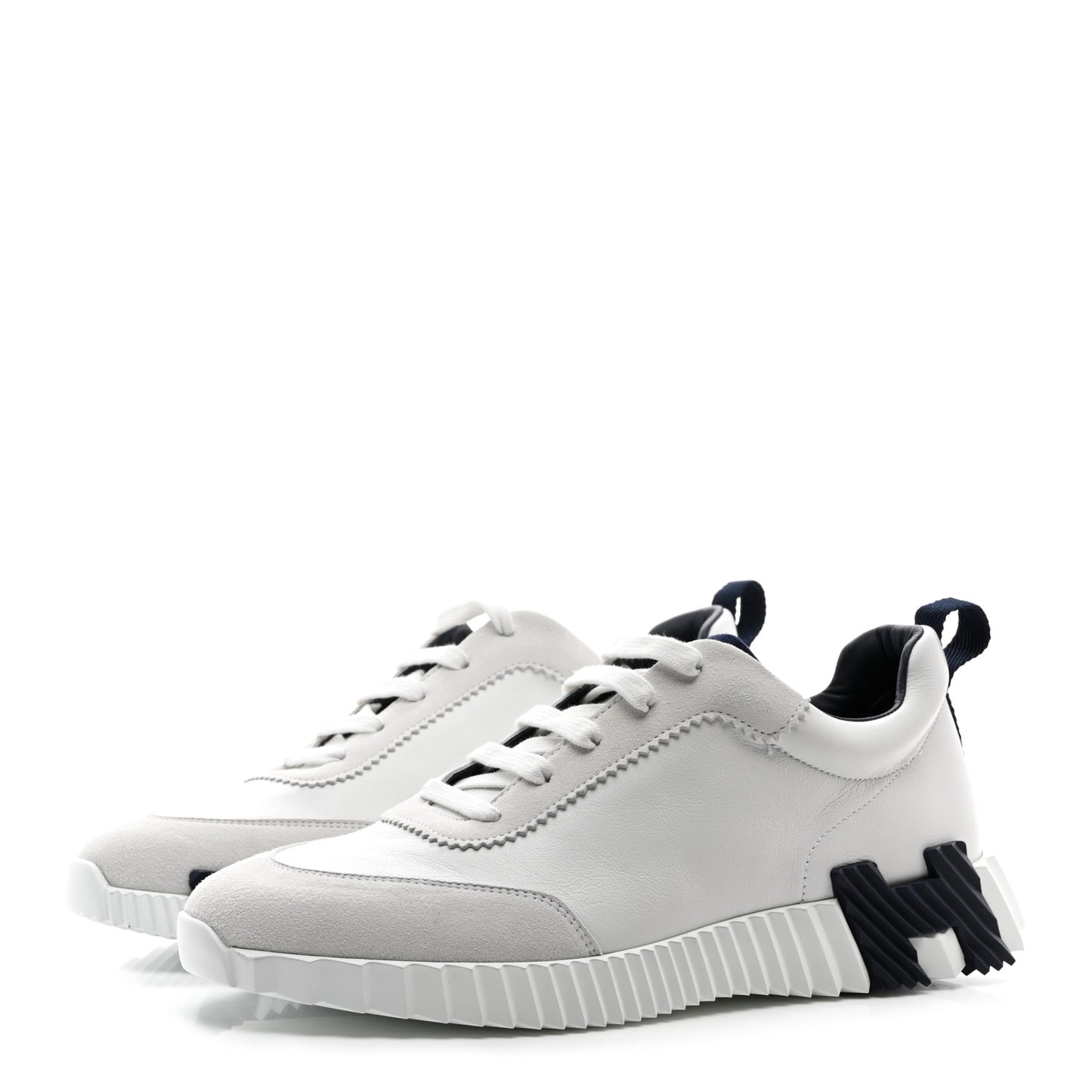 Goatskin Suede Mens Bouncing Sneakers 40 White Black