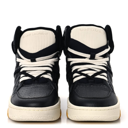 Saint Laurent Crackled Calfskin Mens Cure 05 High Top Sneakers 42 Black White 3 of 10