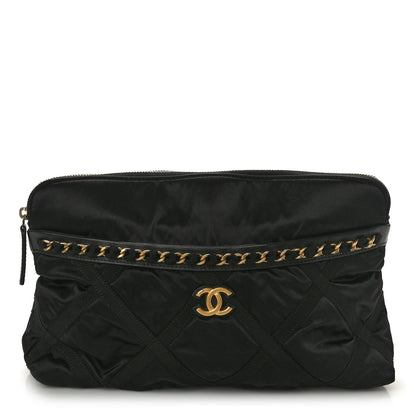 Chanel Nylon Grosgrain Large Lifestyle Pouch With Foldable Tote Black 3 of 10