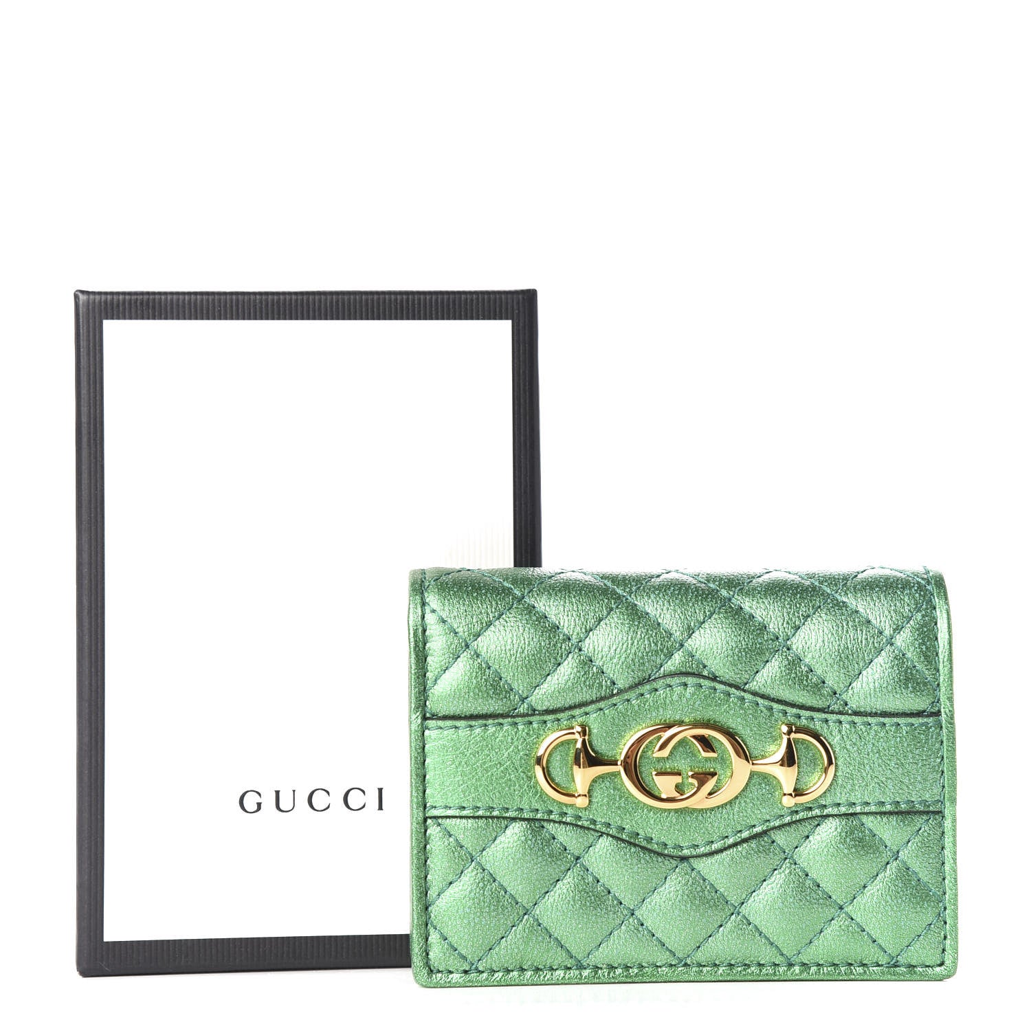 Gucci Laminated Nappa Trapuntata Zumi Card Case Jasmine Green 21 of 22