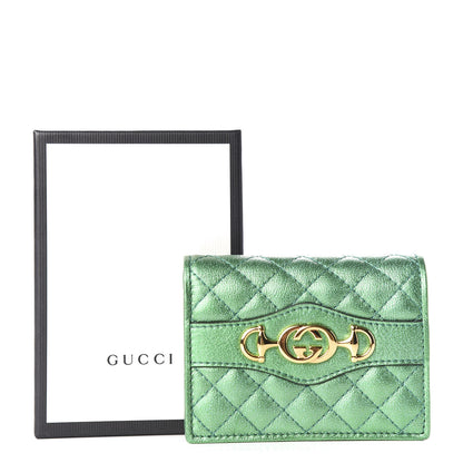 Gucci Laminated Nappa Trapuntata Zumi Card Case Jasmine Green 21 of 22
