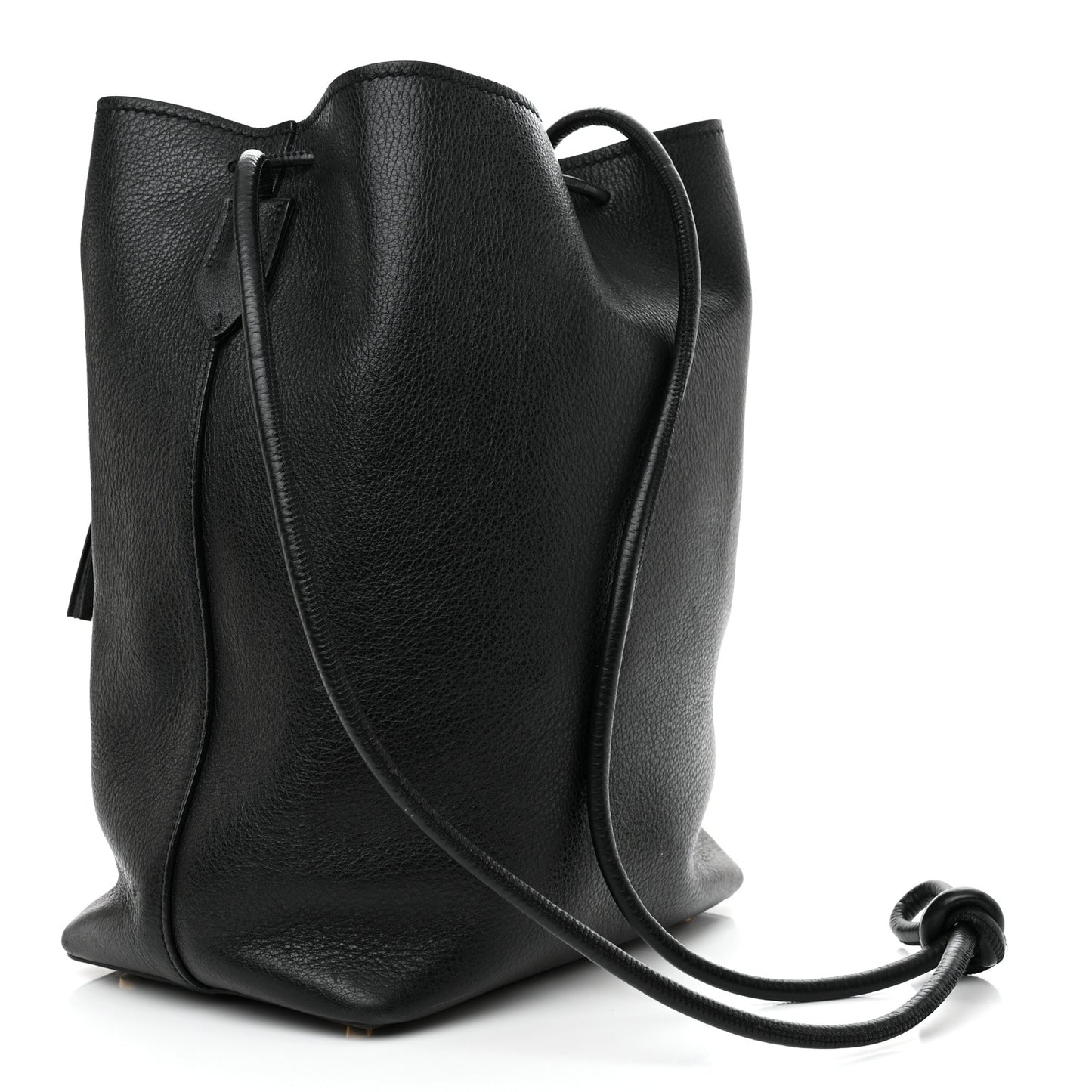 Calfskin Small Tassel Bucket Bag Black