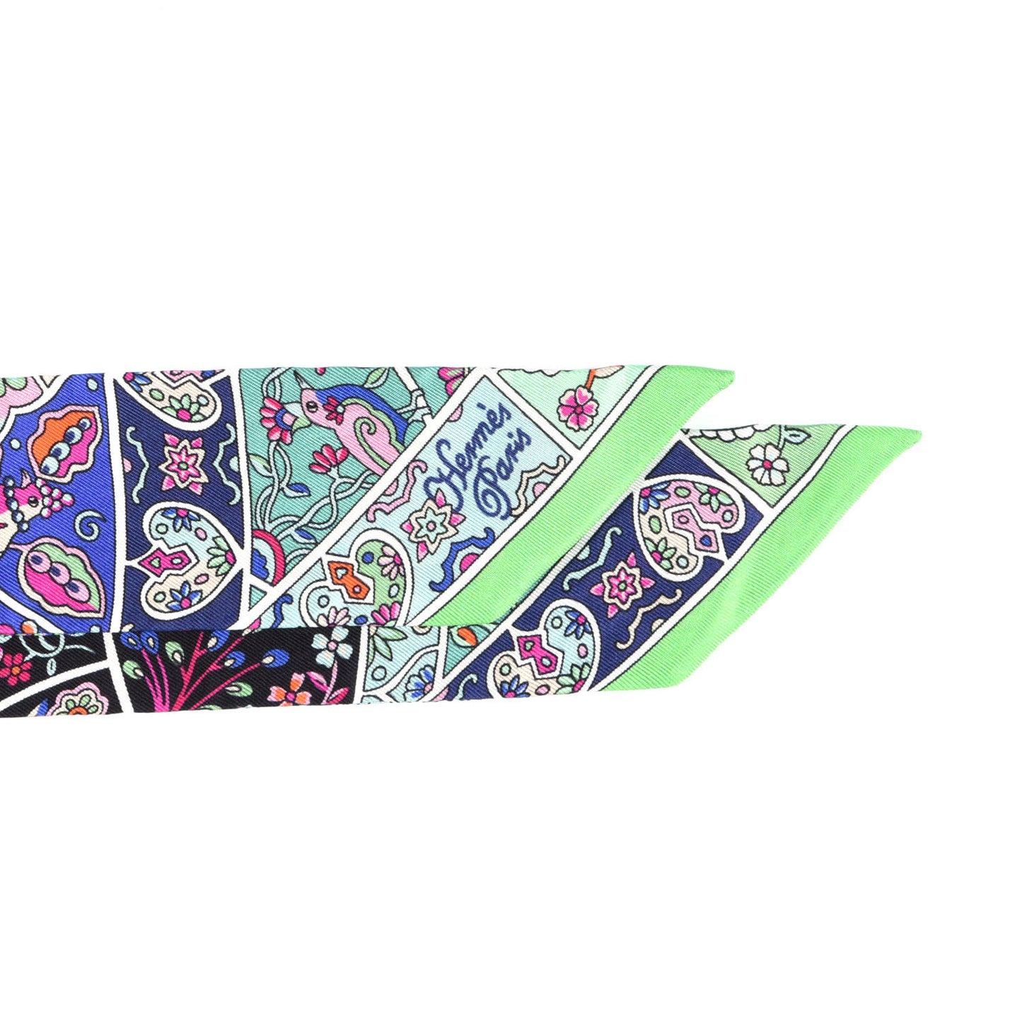 Silk Au Pays Des Oiseaux Fleurs Twilly Vert Vif Black Fuchsia