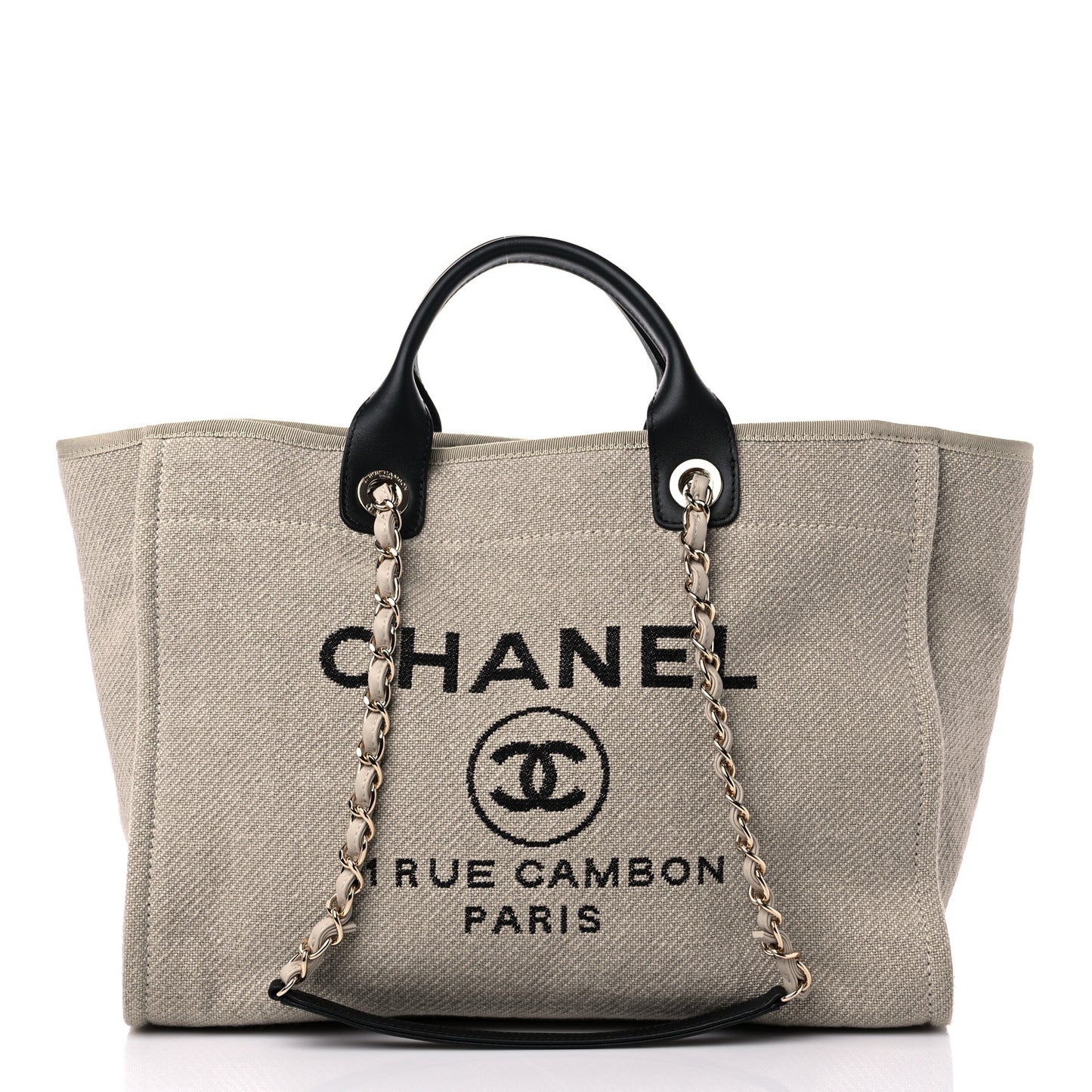 Mixed Fibers Medium Deauville Tote Beige Black