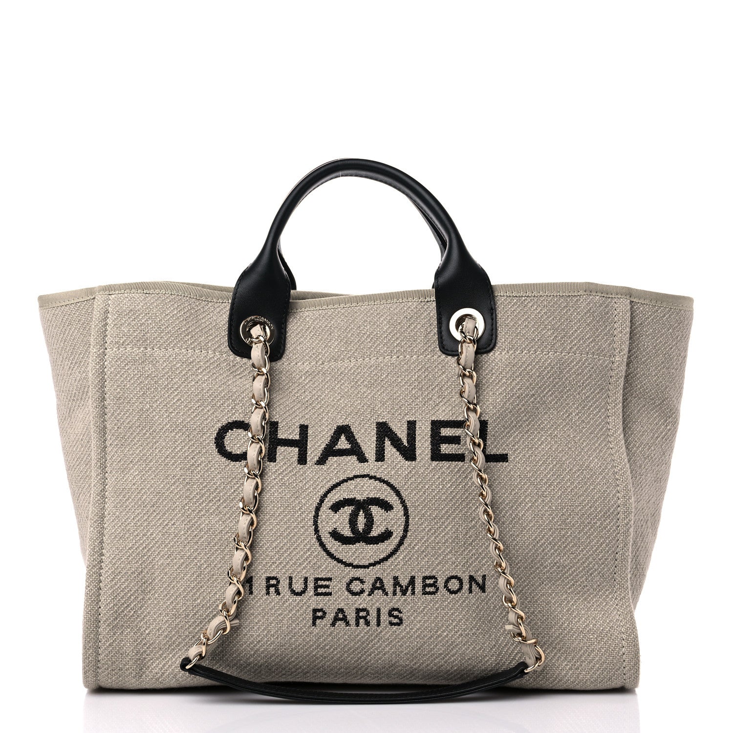 Chanel Mixed Fibers Medium Deauville Tote Beige Black 3 of 10