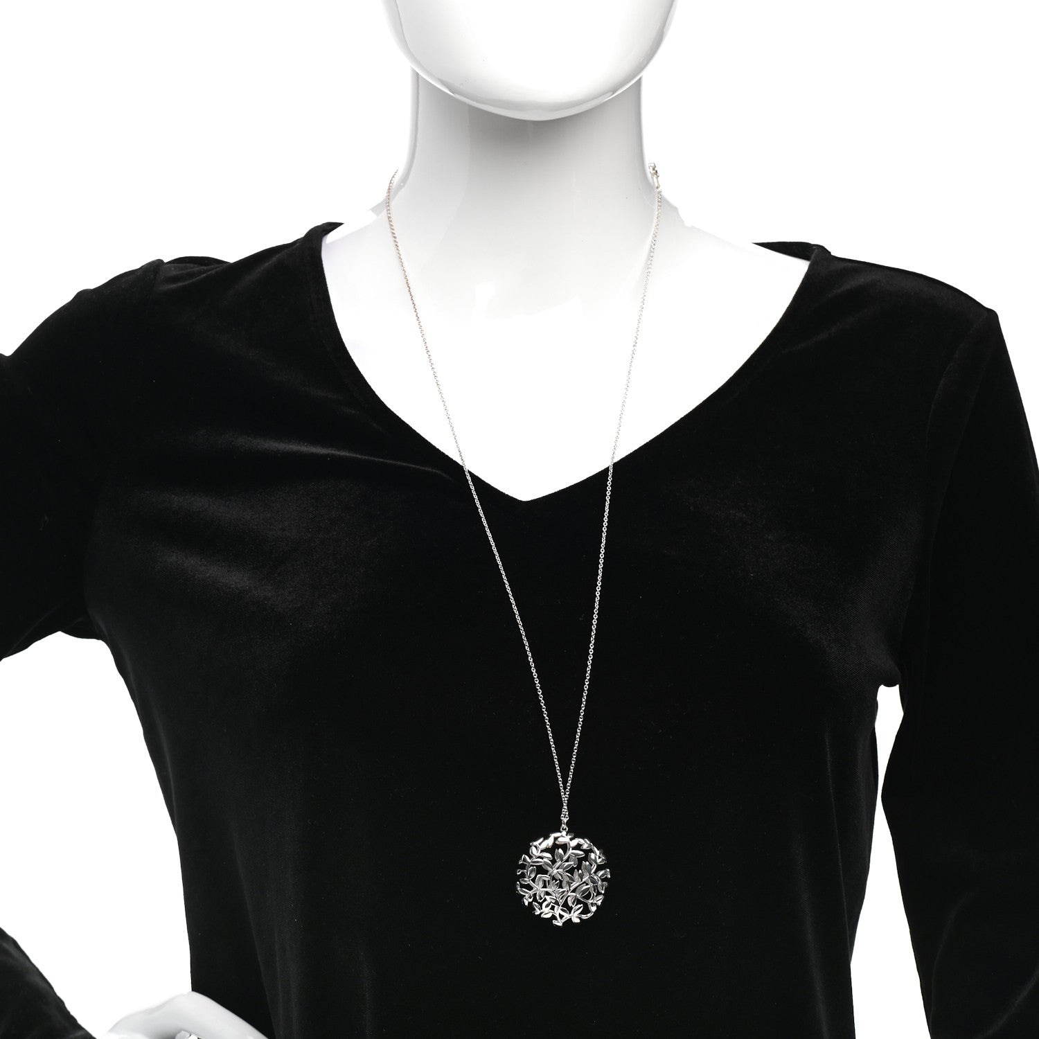 Tiffany Sterling Silver Paloma Picasso Olive Leaf Medallion Pendant Necklace 2 of 4