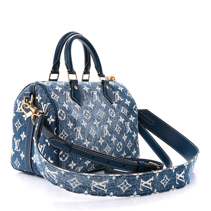 Louis Vuitton Monogram Jacquard Denim Speedy Bandouliere 25 Bleu 3 of 9