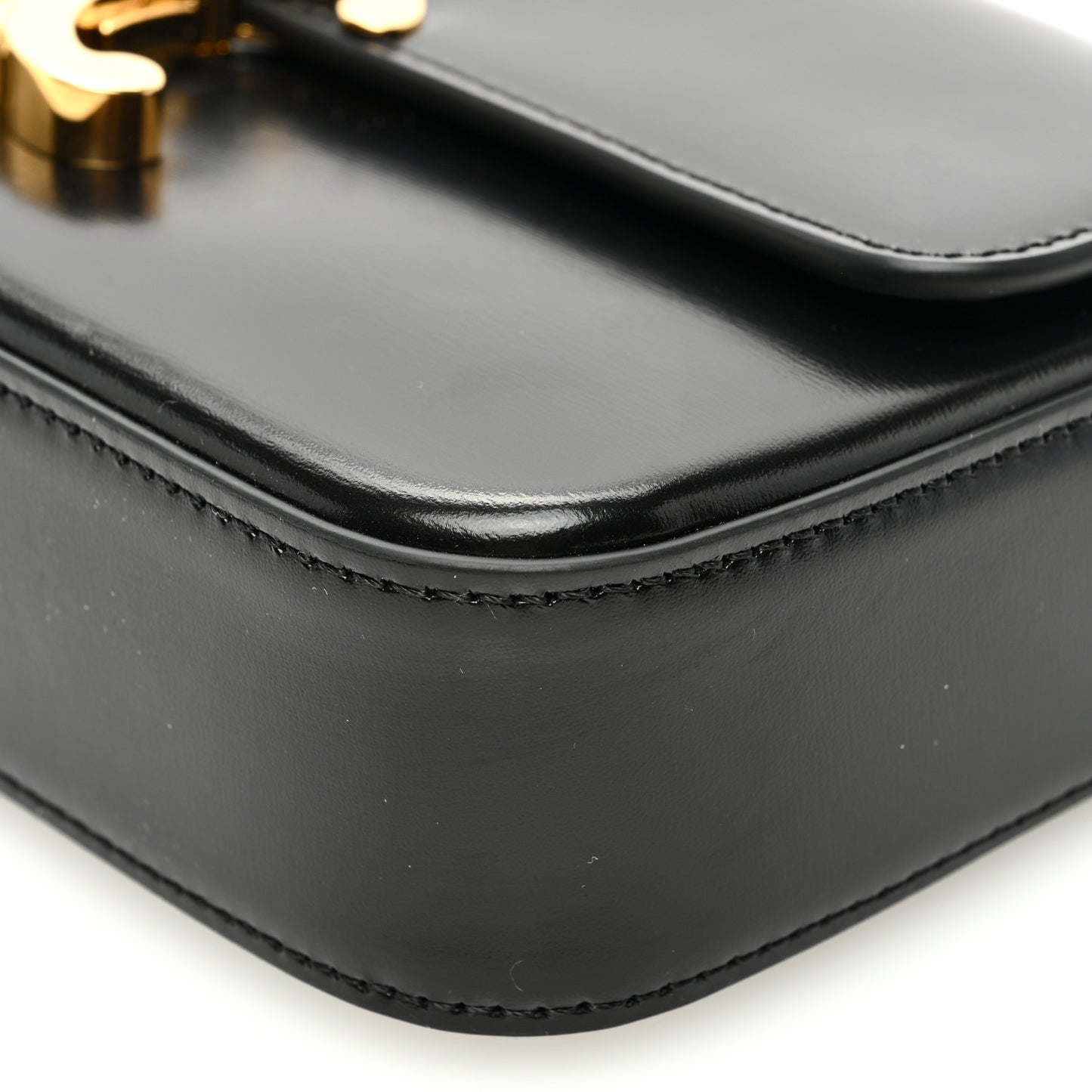 Shiny Calfskin Triomphe Chain Shoulder Bag Black