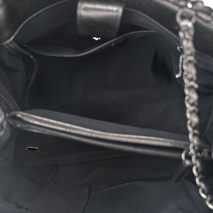 Chanel Metallic Aged Calfskin Quilted Small Chain Me Tote Dark Silver 5 of 11