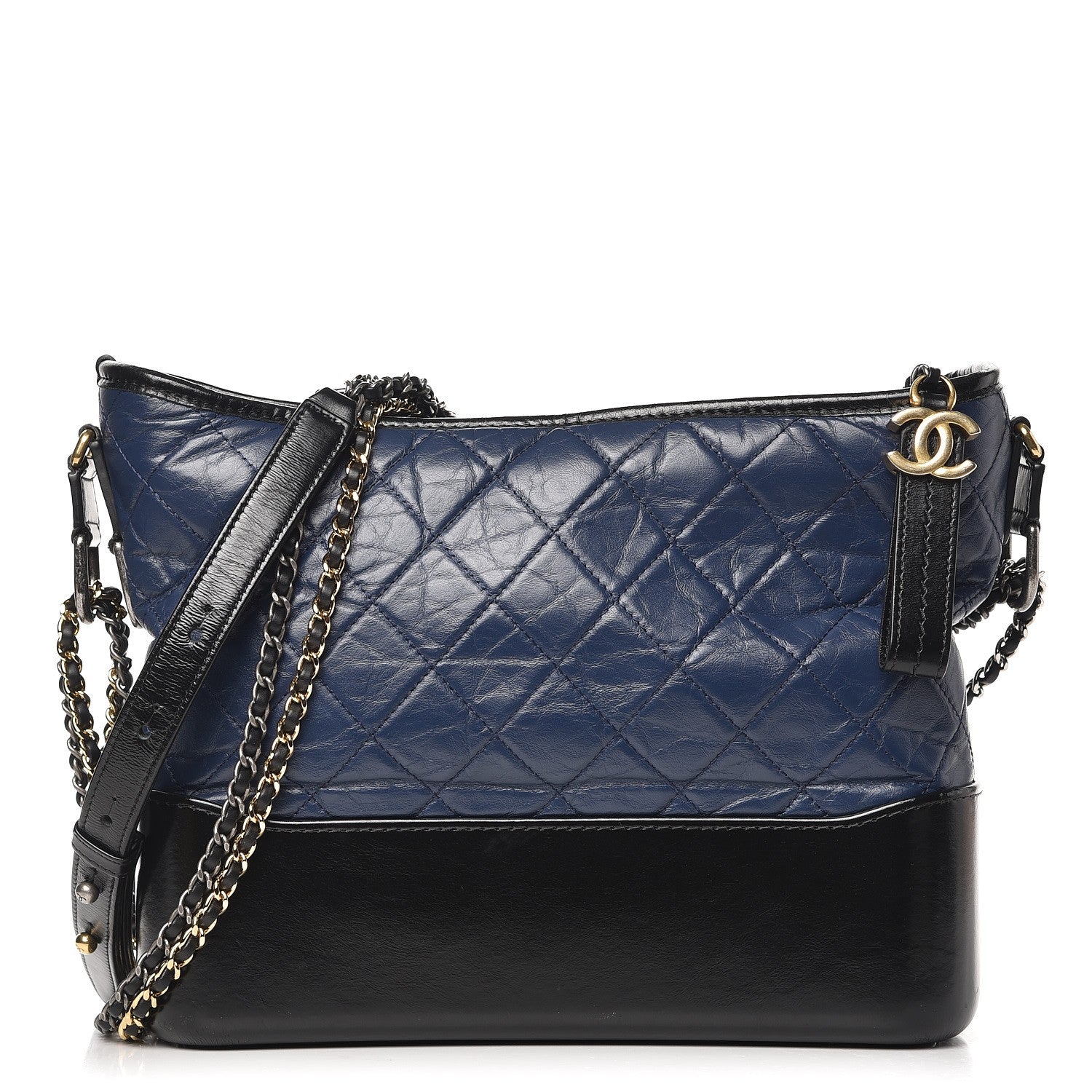 Chanel Aged Calfskin Quilted Medium Gabrielle Hobo Navy Black 1 of 11