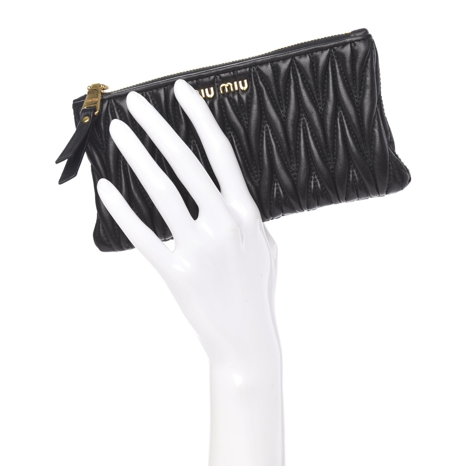 Miu Miu Nappa Matelasse Pouch Black 2 of 9