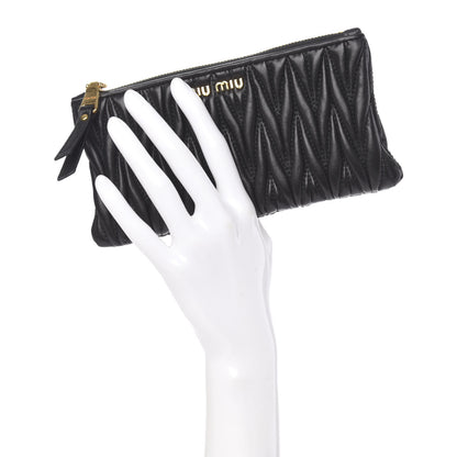 Miu Miu Nappa Matelasse Pouch Black 2 of 9
