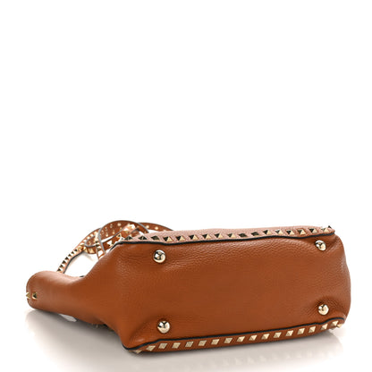 Valentino Garavani Grained Calfskin Small Rockstud Tote Light Cuir 4 of 9