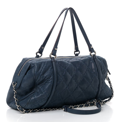Chanel Iridescent Calfskin Quilted Relax CC Bowler Blue 2 of 5