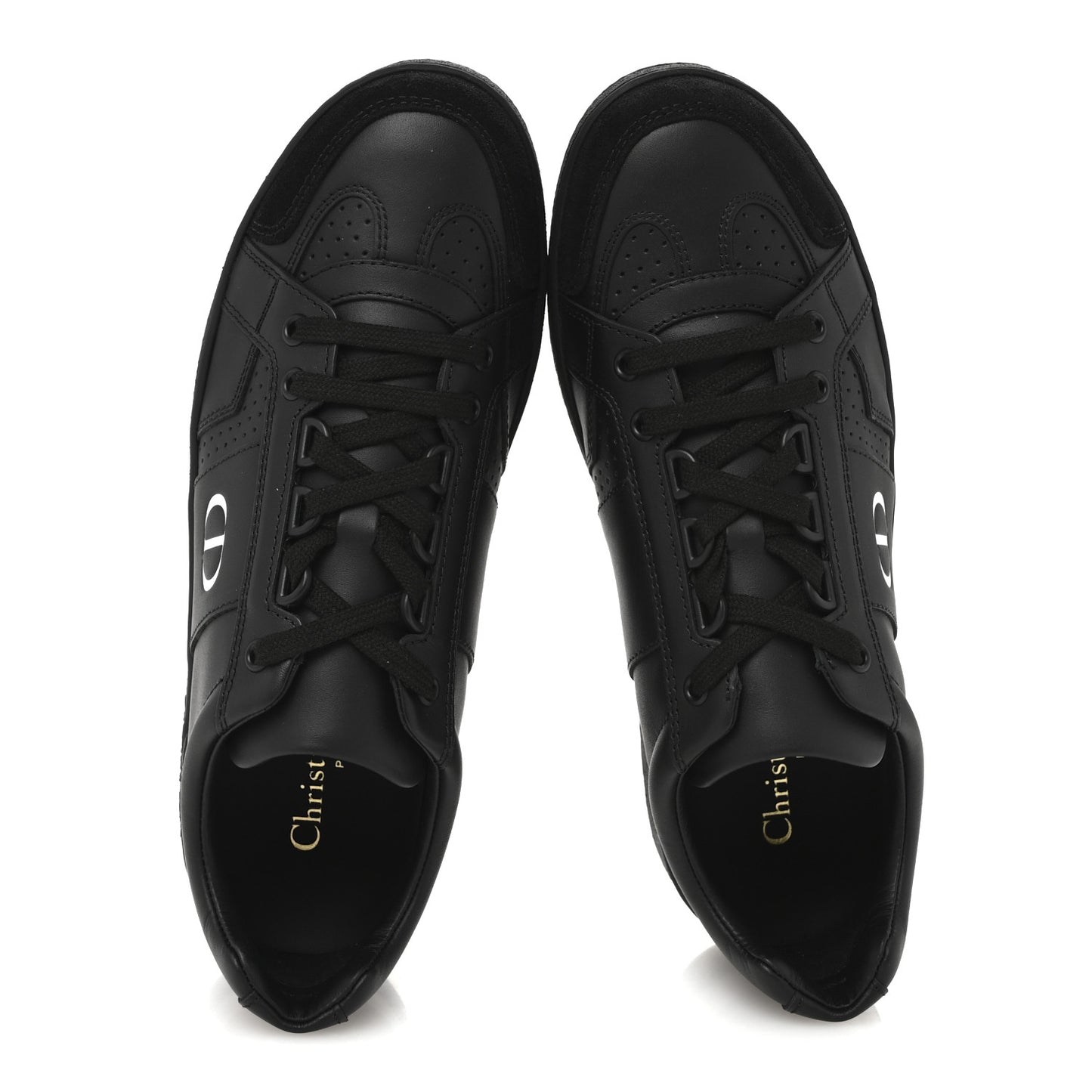 Calfskin Suede Logo Sneakers 37 Black