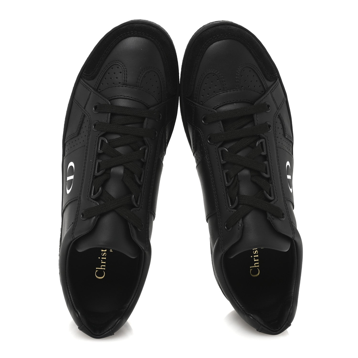 Christian Dior Calfskin Suede Logo Sneakers 37 Black 2 of 9