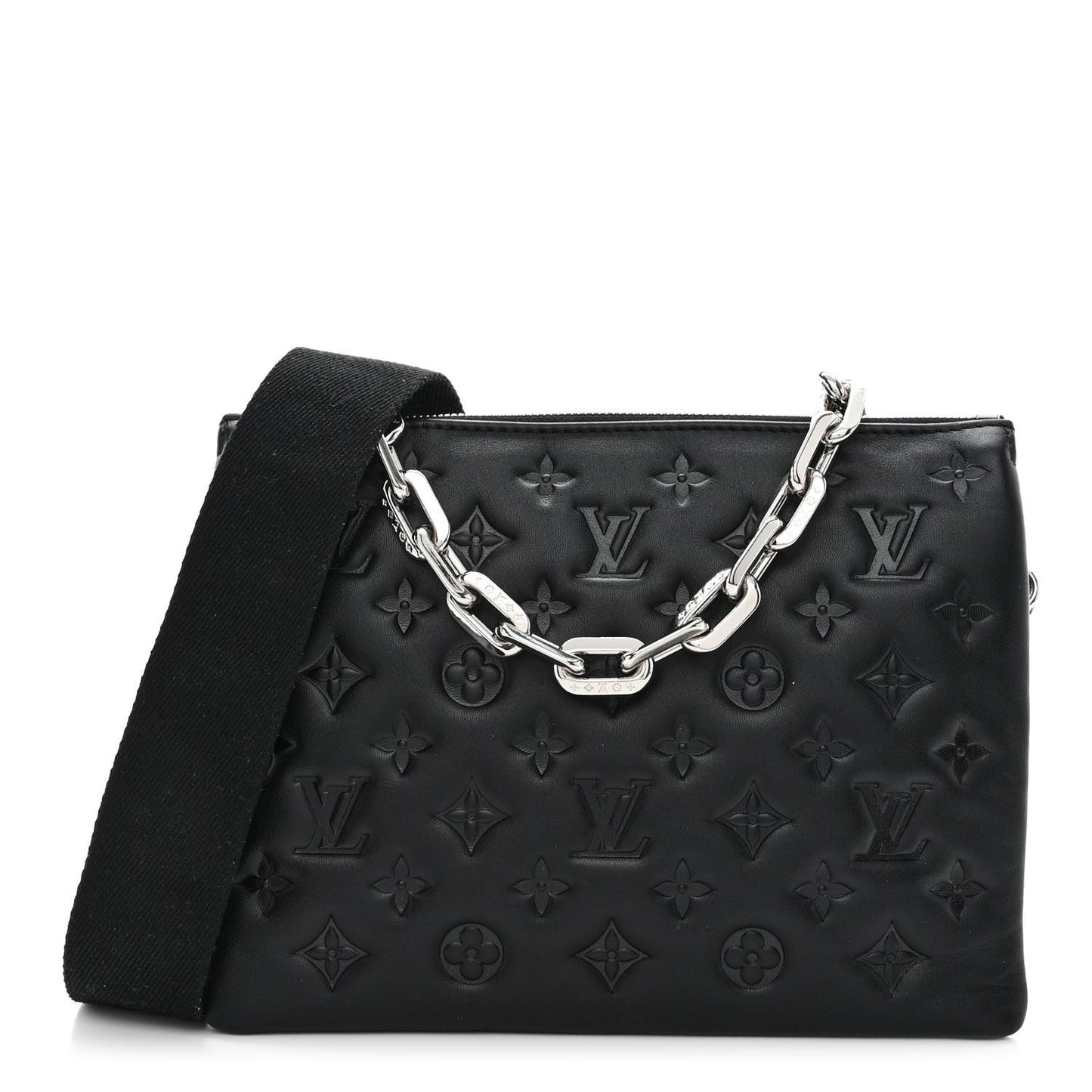 Lambskin Embossed Monogram Coussin PM Black