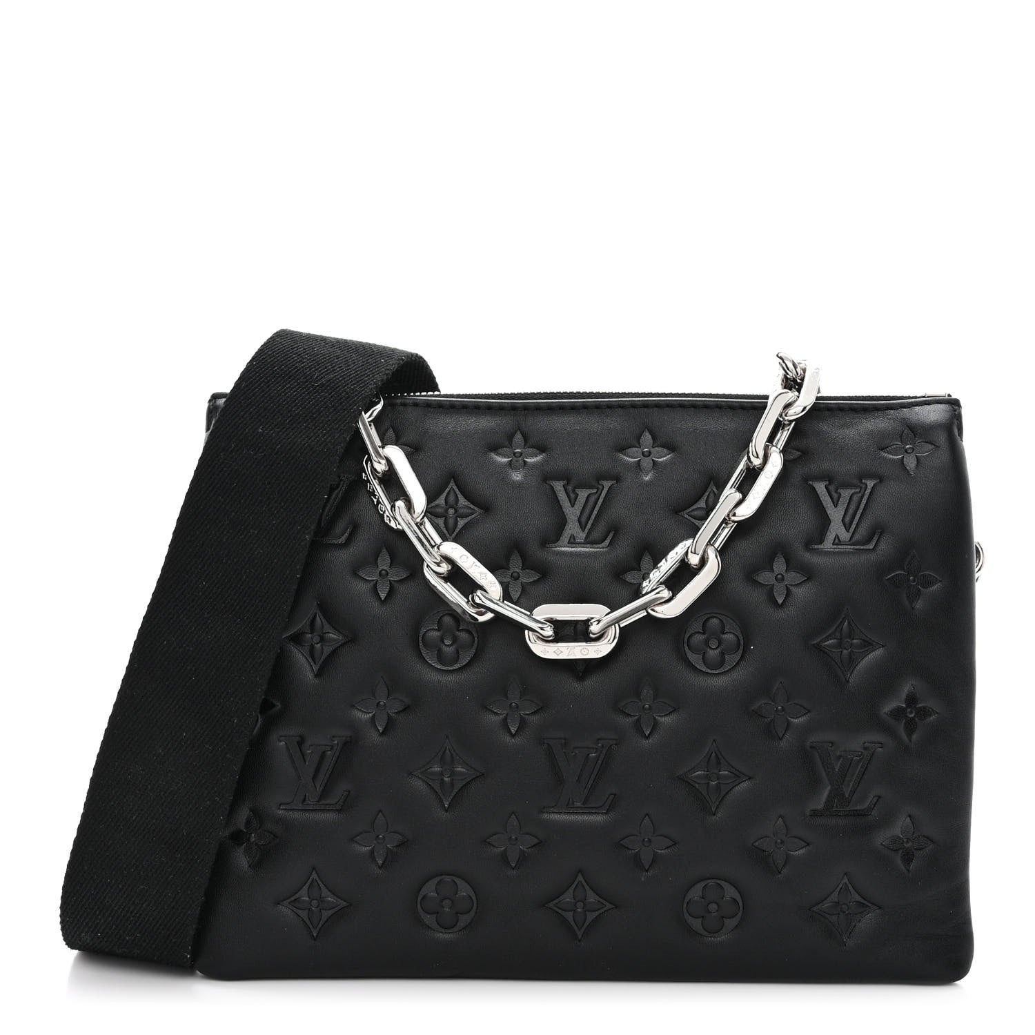 Louis Vuitton Lambskin Embossed Monogram Coussin PM Black 1 of 11