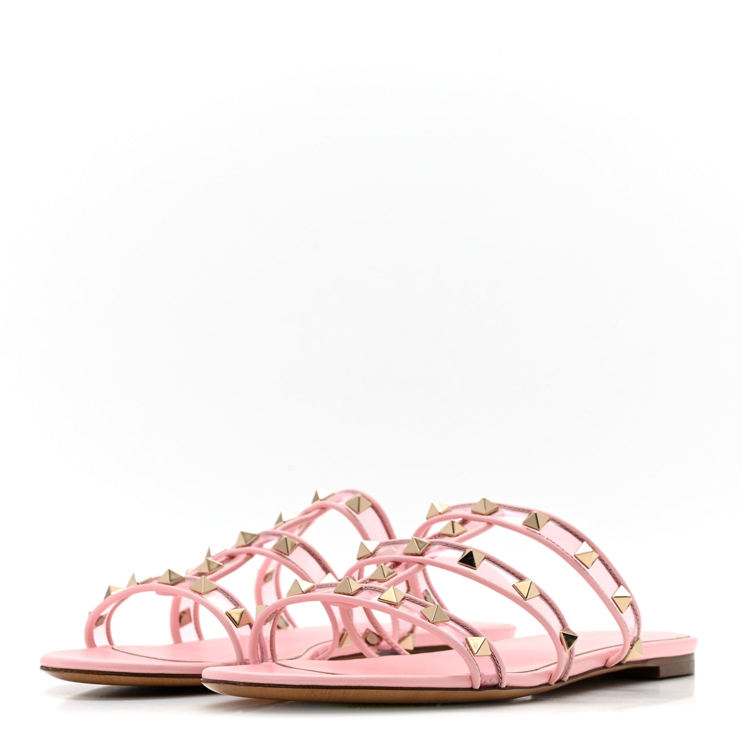 Rockstud PVC Caged Flat Slide Sandals 39.5  Pink