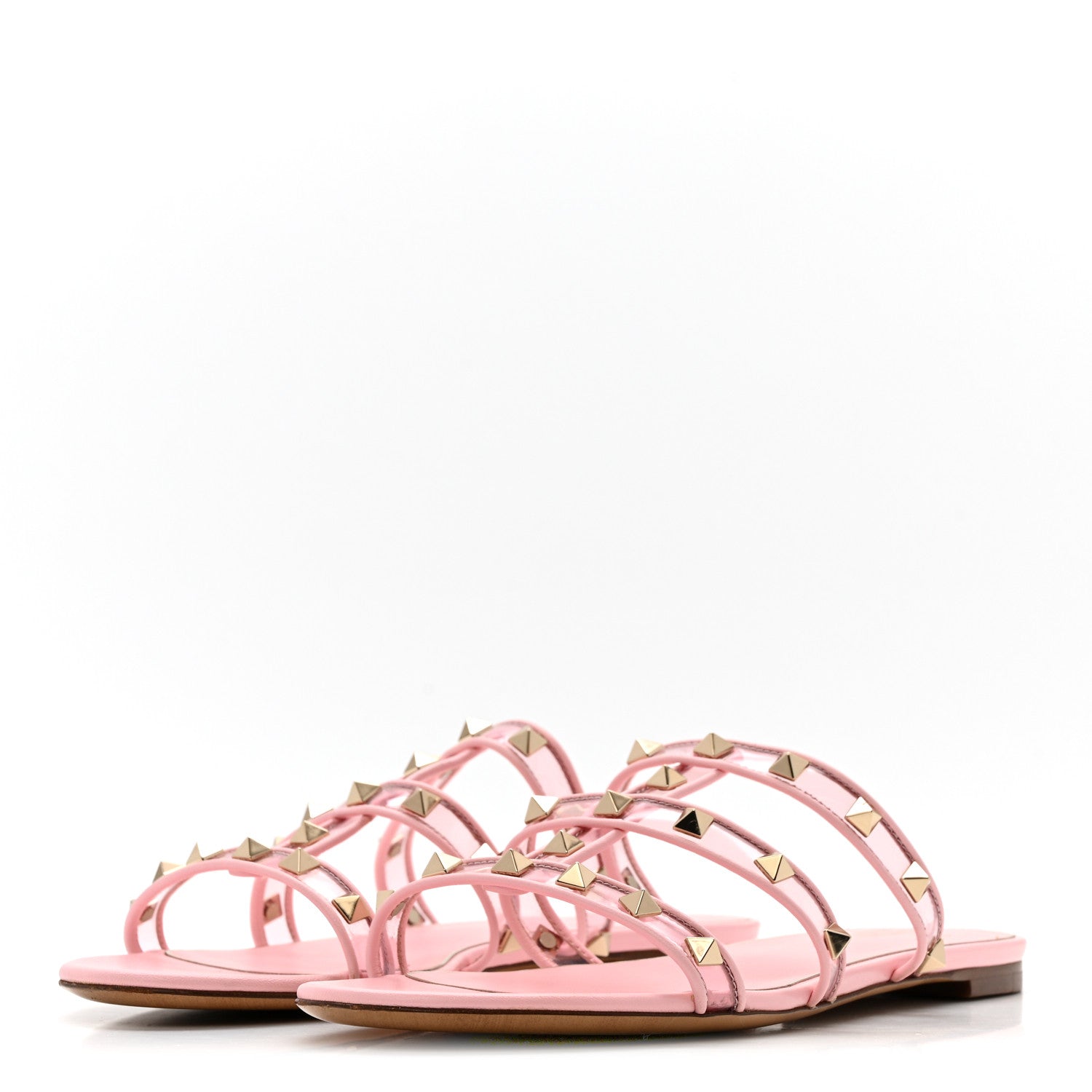 Valentino Garavani Rockstud PVC Caged Flat Slide Sandals 39.5  Pink 4 of 10
