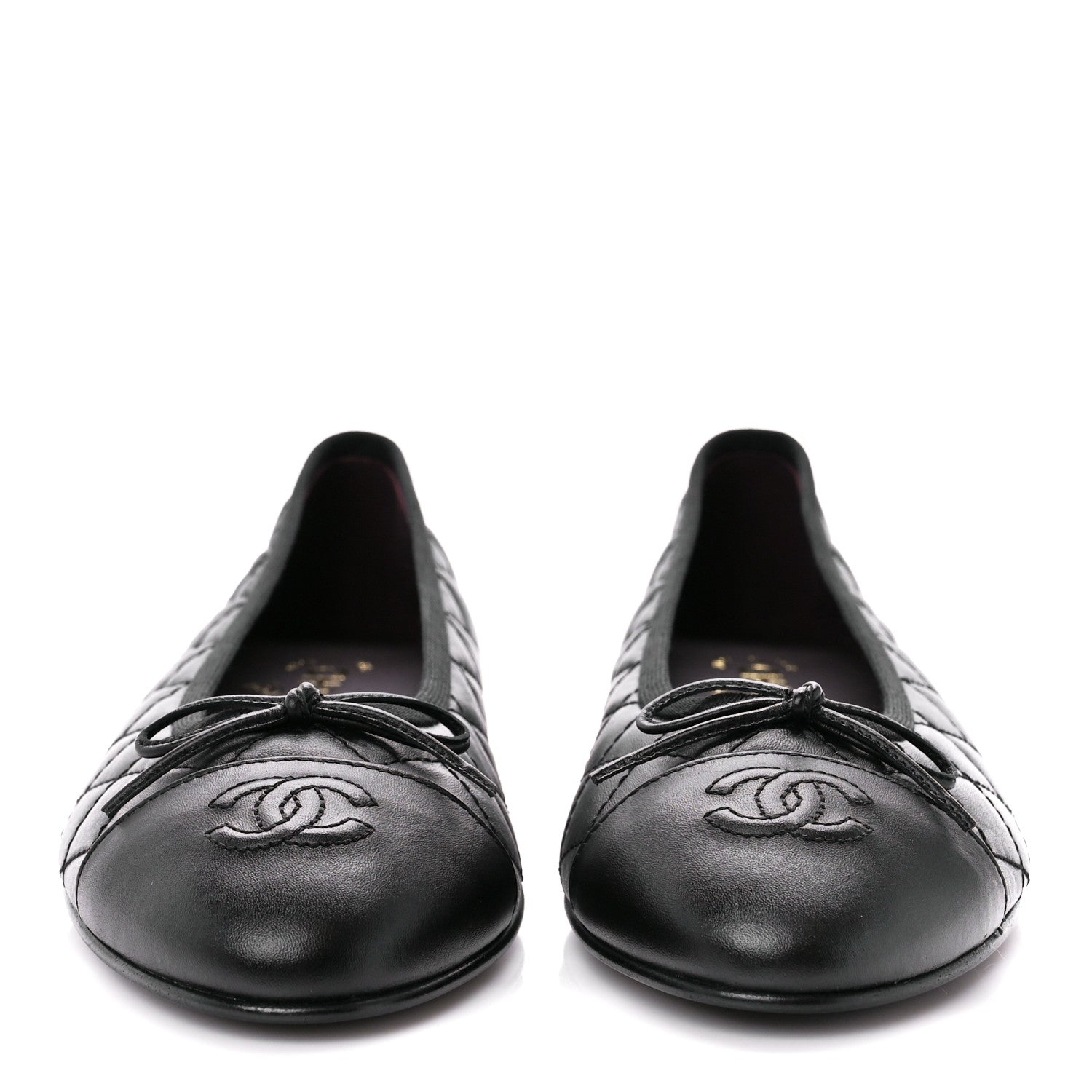 Chanel Aged Calfskin Quilted CC Cap Toe Ballerina Flats 40 Black 2 of 10