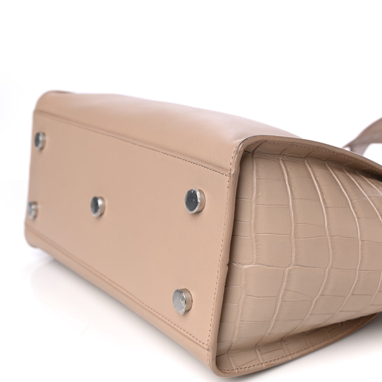 Calfskin Crocodile Embossed Baby Monogram Downtown Cabas Dark Beige