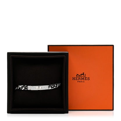 Hermes 18K White Gold Diamond TPM Kelly Gourmette Bracelet SH 4 of 4