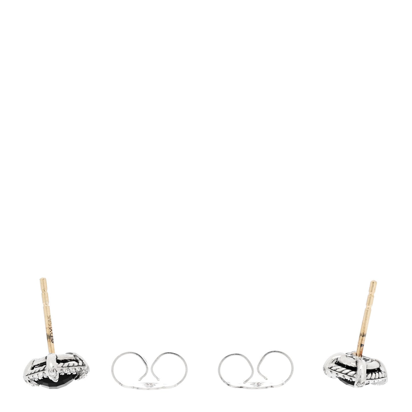 Sterling Silver Diamond Black Onyx Petite 5mm Chatelaine Bezel Earrings